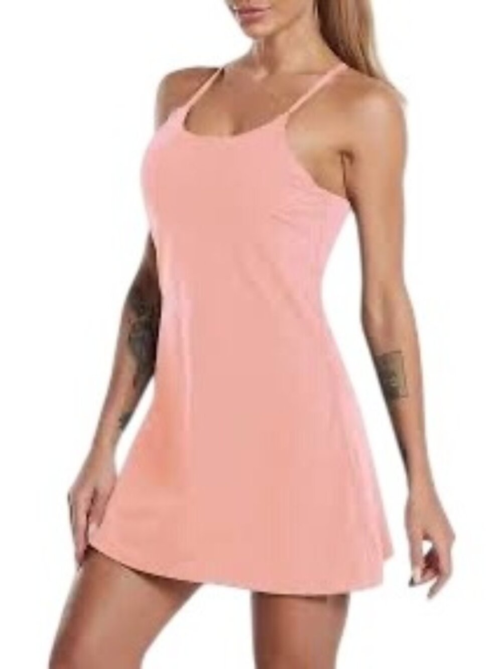 Outdoor Voices Strappy Crossback Exercise Dress Salmon Pink Size XL Tennis Golf
